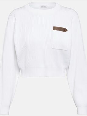 Brunello Cucinelli Cotton Jersey Cropped Sweater size XL